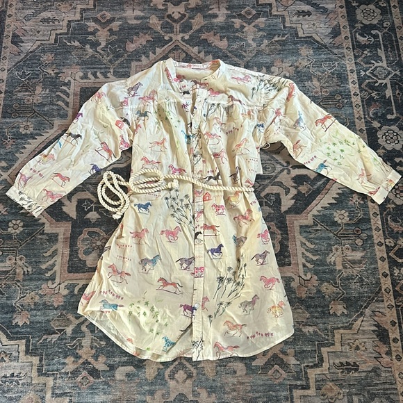 NWT MOTHER New to Town Shirt Dress Goodbye Horses - Picture 4 of 8